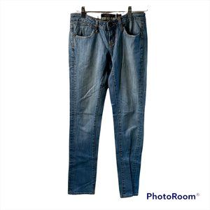 Ed Hardy Womens Blue Medium Wash Embroidered Pockets Straight Denim Jeans Sz 26